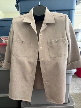 Casual Button-Front Jacket - Beige p55
